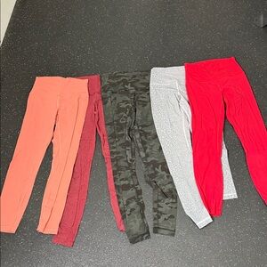 lululemon Align Leggings Bundle - Coral, Maroon, Camo, Gray, Red